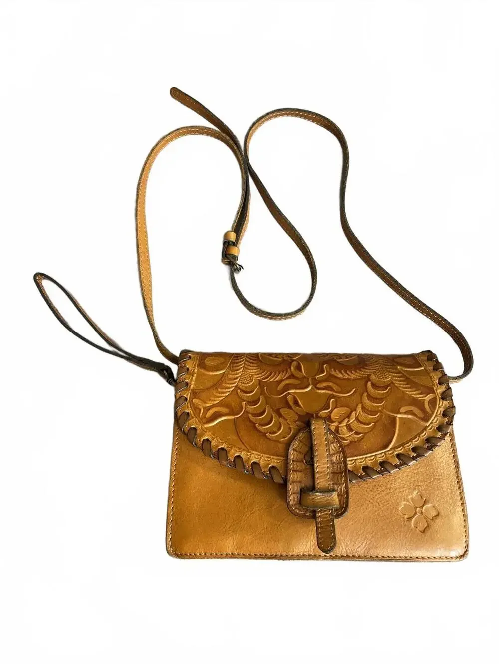 Patricia Nash Lanza Crossbody organizer bag in burnished tooled leather